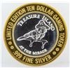 Image 1 : Treasure Island Las Vegas $10 Casino Gaming Token .999 Fine Silver Limited Editi