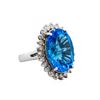 Image 1 : 14KT White Gold 15.00ct Blue Topaz and Diamond Ring