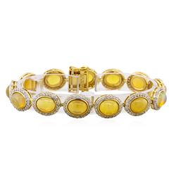 14KT Yellow Gold 15.26ctw Opal and Diamond Bracelet