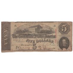 1863 $5 Confederate States of America Bank Note