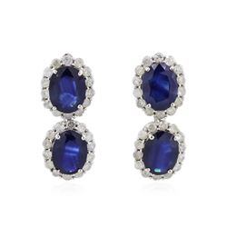 14KT White Gold 4.50ctw Sapphire and Diamond Earrings
