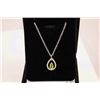 Image 2 : STERLING SILVER TEARDROP PERIDOT NECKLACE SET WITH 3 DIAMONDS .70CT INCLUDES $270 CERTIFICATE