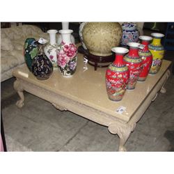 FAUX MARBLE TOP BALL AND CLAW FOOT OVERSIZED COFFEE TABLE