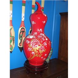 3' CHINESE PEAR ORNAMENT WITH ROSEWOOD STAND