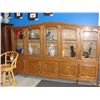 Image 1 : APPROX 9' WIDE BELGIUM OAK 2PC BUFFET AND HUTCH WITH LEAD GLASS WINDOWS