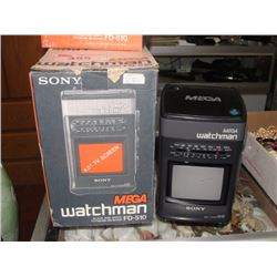 LOT OF 3 SONY MEGA WATCHMEN BLACK AND WHITE TV AM FM RECEIVER FD510 ALL WITH ORIGINAL BOXES