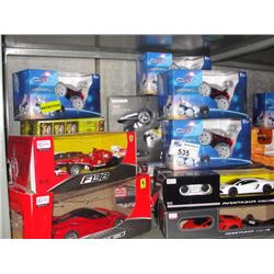 SHELF LOT OF RADIO CONTROLLED CARS