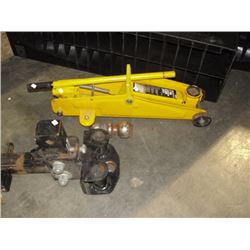 PAIR OF WHEEL LIFTS, TRAILER HITCH, CAR JACK, SWAY BARS, MISC AND MORE