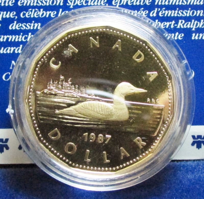 1987 Canada Proof Commemorative First 1 Loonie Coin