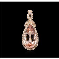 14KT Rose Gold 3.40ct Morganite and Diamond Pendant