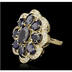 14KT Yellow Gold 10.02ctw Sapphire and Diamond Ring