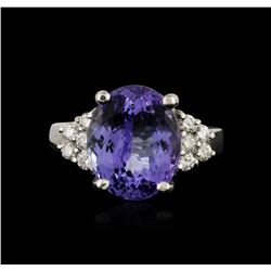 14KT White Gold 8.25ct Tanzanite and Diamond Ring