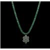 Image 2 : 14KT White Gold 42.30ctw Emerald and Diamond Necklace