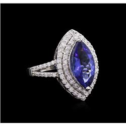 3.64ct Tanzanite and Diamond Ring - 14KT White Gold