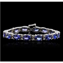 14KT White Gold 22.40ctw Tanzanite and Diamond Bracelet