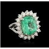 Image 1 : 14KT White Gold GIA Certified 10.73ct Emerald and Diamond Ring