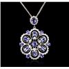 Image 1 : 14KT White Gold 8.42ctw Tanzanite and Diamond Pendant With Chain