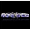 Image 2 : 14KT White Gold 22.56ctw Tanzanite and Diamond Bracelet