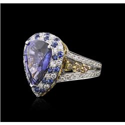 18KT White Gold GIA Certified 10.68ctw Sapphire and Diamond Ring