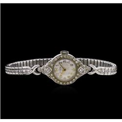 Elgin Platinum and Stainless Steel Diamond Ladies Vintage Watch