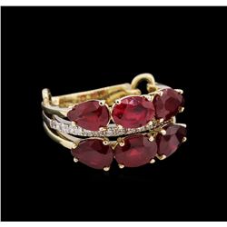 5.75ctw Ruby and Diamond Ring - 14KT Yellow Gold