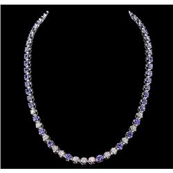 14KT White Gold 24.00ctw Tanzanite and Diamond Necklace