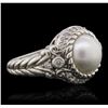 Image 1 : Sterling Silver Pearl and Cubic Zirconia Judith Ripka Ring