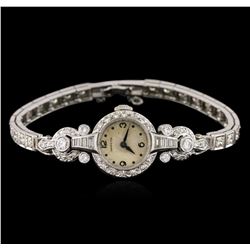 Vintage Hamilton 14KT White Gold 2.80ctw Diamond Ladies Watch