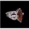Image 1 : 6.05ct Malaya Garnet, Pink Sapphire and Diamond Ring - 14KT White Gold
