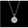 Image 1 : 14KT White Gold 0.40ctw Diamond Pendant With Chain