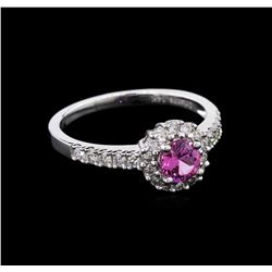 0.59ct Pink Sapphire and Diamond Ring - 14KT White Gold