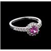 Image 1 : 0.59ct Pink Sapphire and Diamond Ring - 14KT White Gold