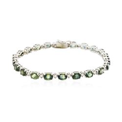 14KT White Gold 14.08ctw Multi Color Sapphire and Diamond Bracelet