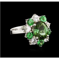 14KT White Gold 3.85ct Andalusite, Tsavorite and Topaz Ring