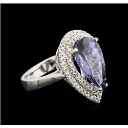 6.31ct Tanzanite and Diamond Ring - 14KT White Gold