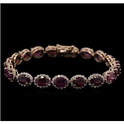 19.03ctw Ruby and Diamond Bracelet - 14KT Rose Gold