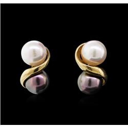 Black and White Pearl Earrings - 14KT Yellow Gold