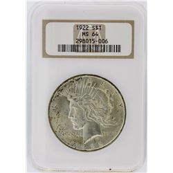 1922 NGC MS64 Peace Silver Dollar