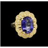 Image 1 : 14KT Yellow Gold 7.38ct Tanzanite and Diamond Ring