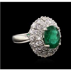 3.02ct Emerald and Diamond Ring - 14KT White Gold