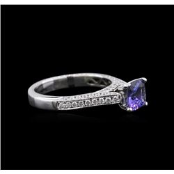 14KT White Gold 1.37ct Tanzanite and Diamond Ring