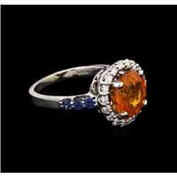 4.10ct Spessartite, Sapphire and Diamond Ring - 14KT White Gold