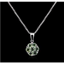 2.10ctw Sapphire Pendant With Chain - 14KT White Gold