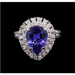 3.22ct Tanzanite and Diamond Ring - 14KT White Gold