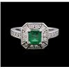 Image 2 : 14KT White Gold 0.77ct Emerald and Diamond Ring