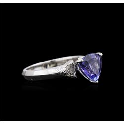 2.08ct Tanzanite and Diamond Ring - 14KT White Gold