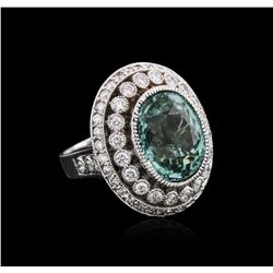 18KT White Gold GIA Certified 12.44ct Tourmaline and Diamond Ring