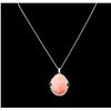 Image 2 : 32.06ct Pink Coral, Sapphire, and Diamond Pendant With Chain - 14KT Rose Gold