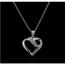 10KT White Gold 0.10ctw Diamond Heart Pendant