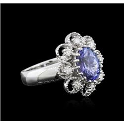 14KT White Gold 1.73ct Tanzanite and Diamond Ring